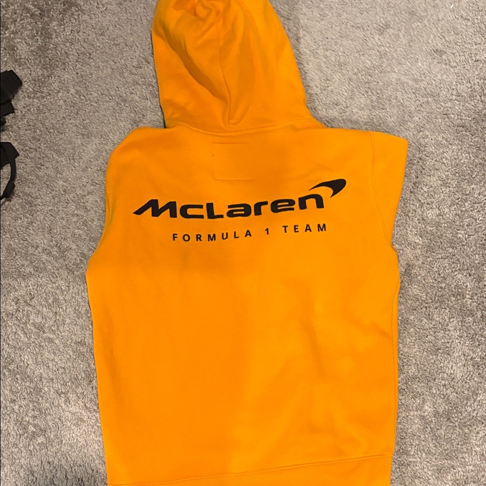 Hollister Orange Hoodie with Black McLaren Logo Back